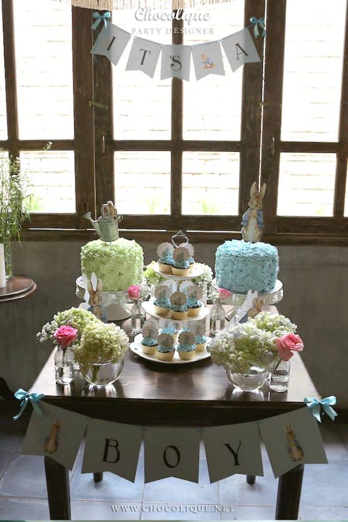 Kara's Party Ideas Peter Rabbit themed baby shower via Kara's Party