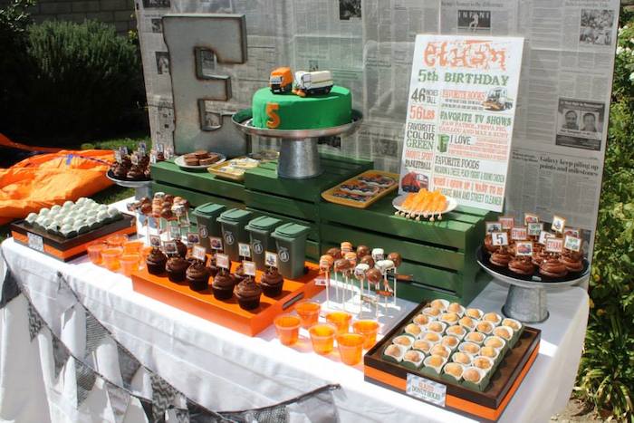Kara's Party Ideas Garbage Truck themed birthday party via Kara's Party
