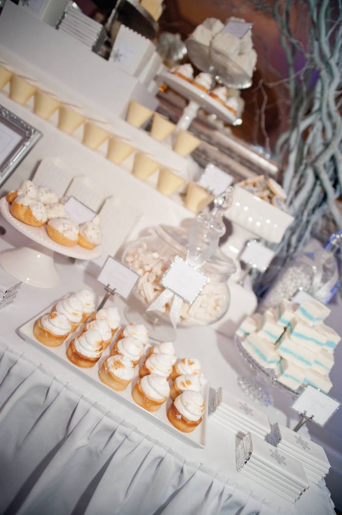 Kara's Party Ideas Winter Wonderland Wedding Dessert Table via Kara's