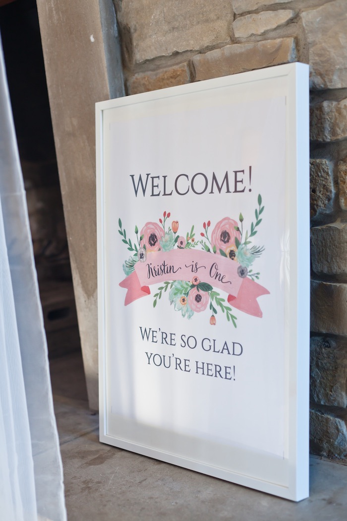 Kara's Party Ideas Rustic Floral 1st Birthday Party Kara's Party Ideas