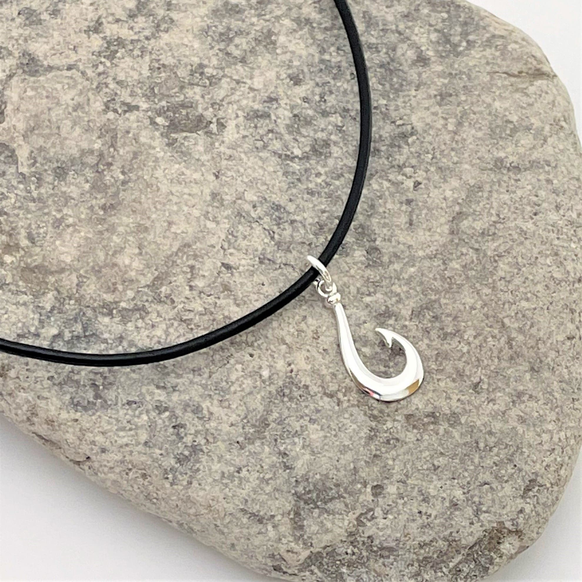 Sterling Silver Fishing Hook Necklace Karat Gold
