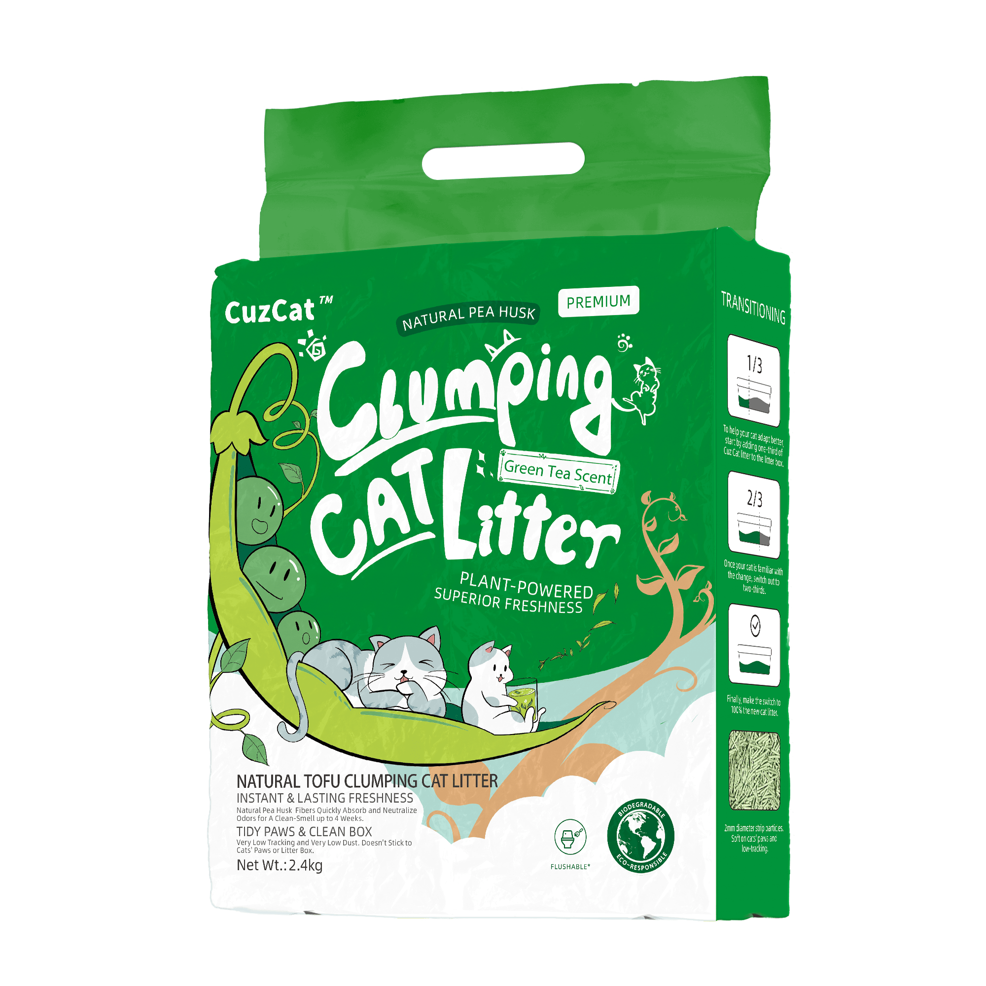 CuzCat Premium Clumping Cat Litter Green Tea(6L) Karl Pet Malaysia