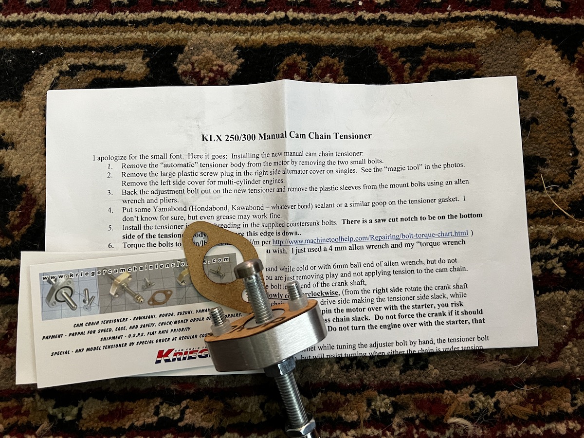 For sale KLX 250/300 manual cam chain adjuster Adventure Rider