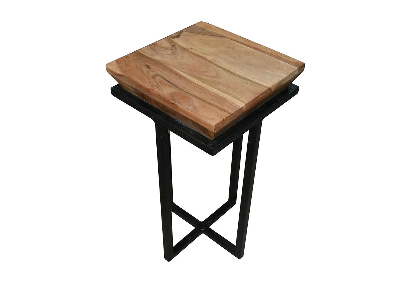 Square Wood Table Iron Base KaroutExpress