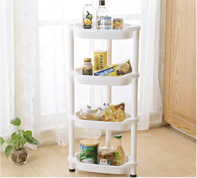 Plastic White Kitchen Bathroom Corner Shelf Rack