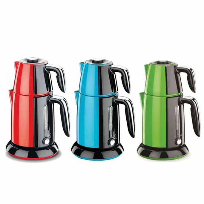 Korkmaz Single Tek Çay Electric Teapot Samowar Semaver Tea Maker Red