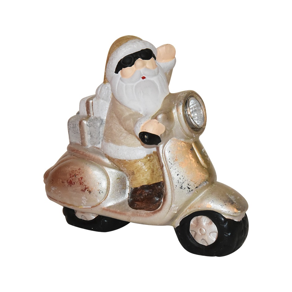 Santa Clause On a Motorcycle Resin Ornament KaroutExpress