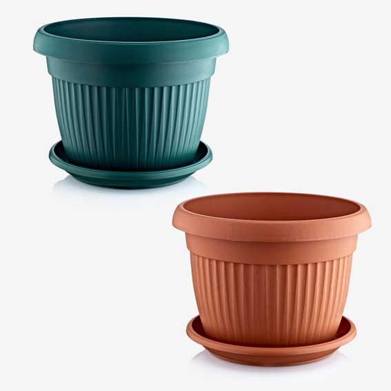 Plastic Round Garden Flower Plant Pot Planters KaroutExpress