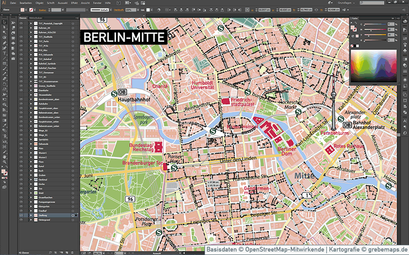 BerlinMitte Stadtplan Vektorkarte grebemaps Kartographie