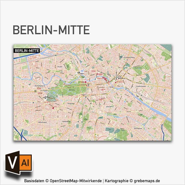 Berlin Stadtplan Postleitzahlen PLZ5 Topographie Stadtbezirke Stadtteile