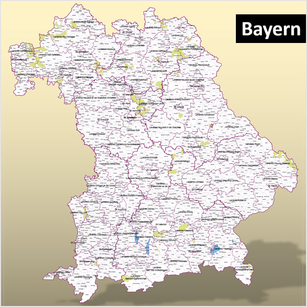 Bayern Karte Landkreise . Bayern PowerPoint-Karte Landkreise Gemeinden ...