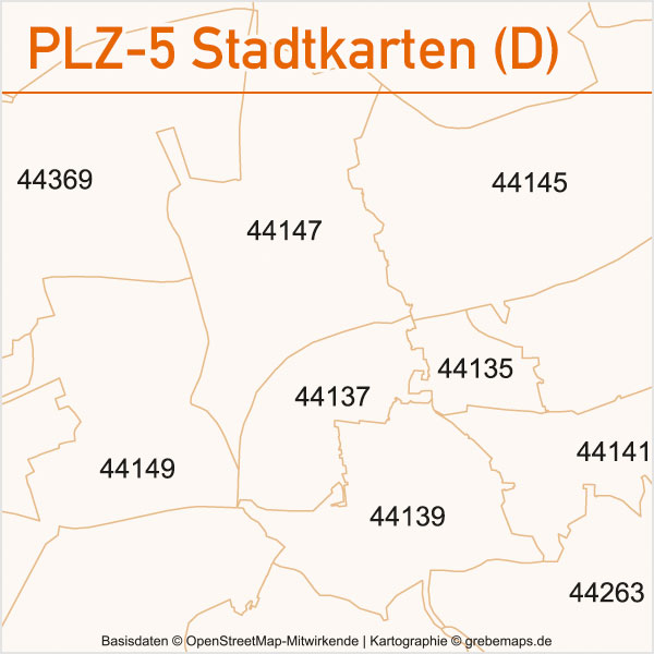 Berlin Karte Postleitzahlen PLZ52 Vektorkarte grebemaps Kartographie