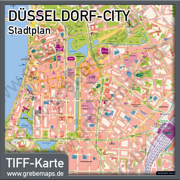 Düsseldorf Innenstadt Karte NordrheinWestfalen Archive grebemaps®