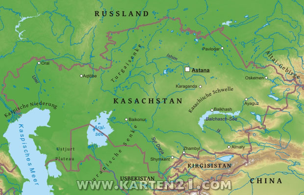 Karte von Kasachstan