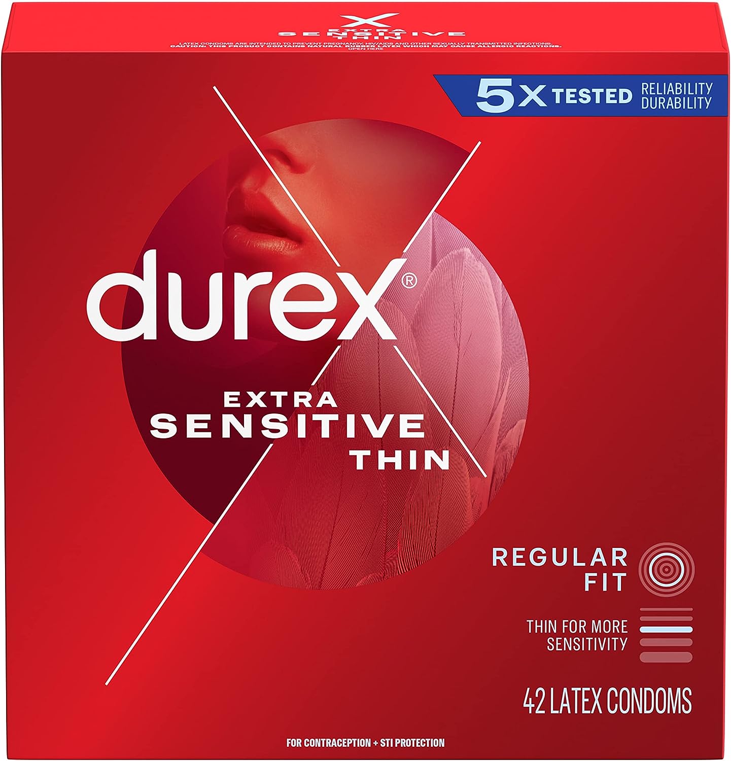 Condoms, Durex RED Extra Sensitive, Ultra Fine, Extra Lubricated Natural Rubber Latex Condoms