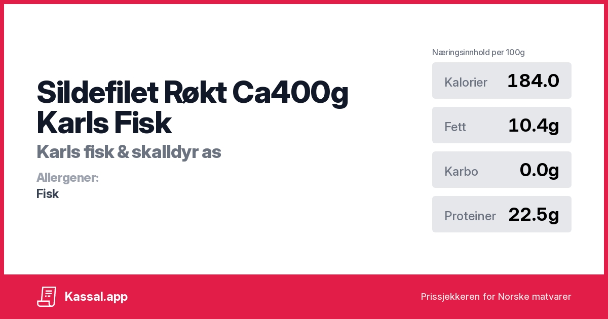 Sildefilet Røkt Ca400g Karls Fisk Kassalapp®
