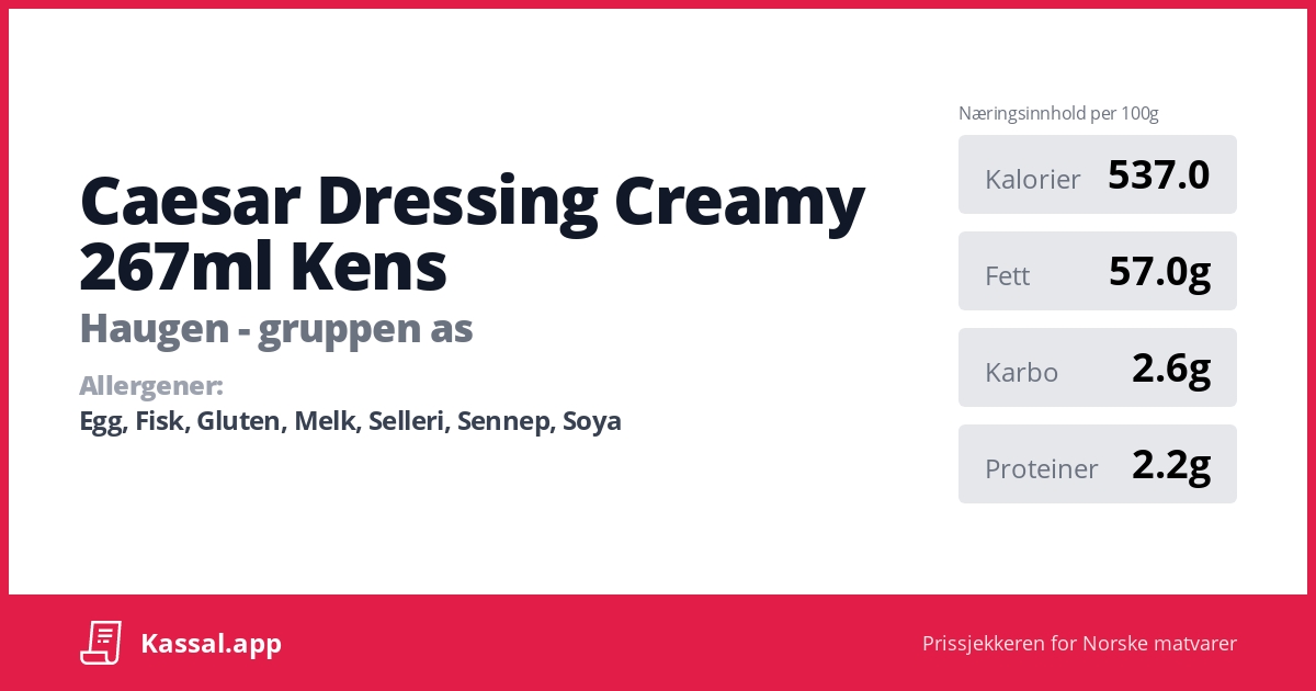 Caesar Dressing Creamy 267ml Kens Kassalapp®