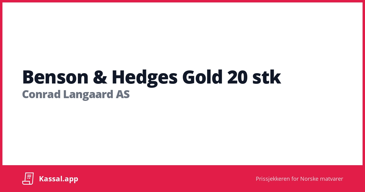 Benson & Hedges Gold 20 stk Kassalapp®