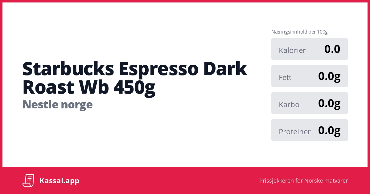 Starbucks Espresso Dark Roast Wb 450g Kassalapp®