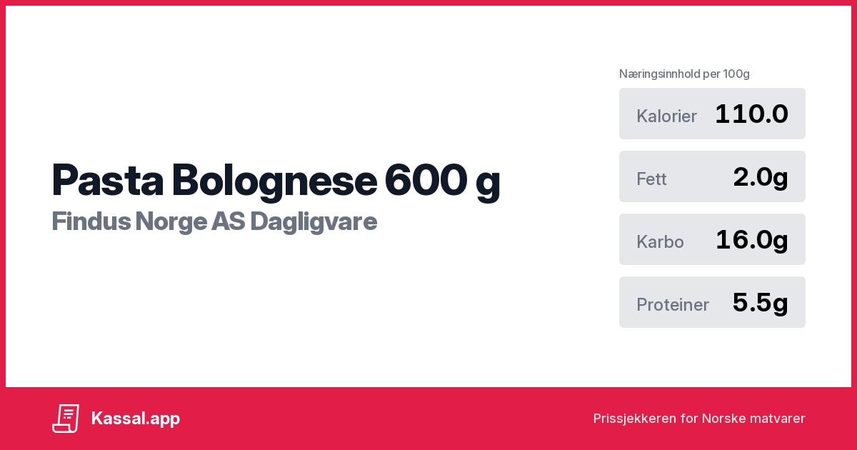 Pasta Bolognese 600 g Kassalapp®