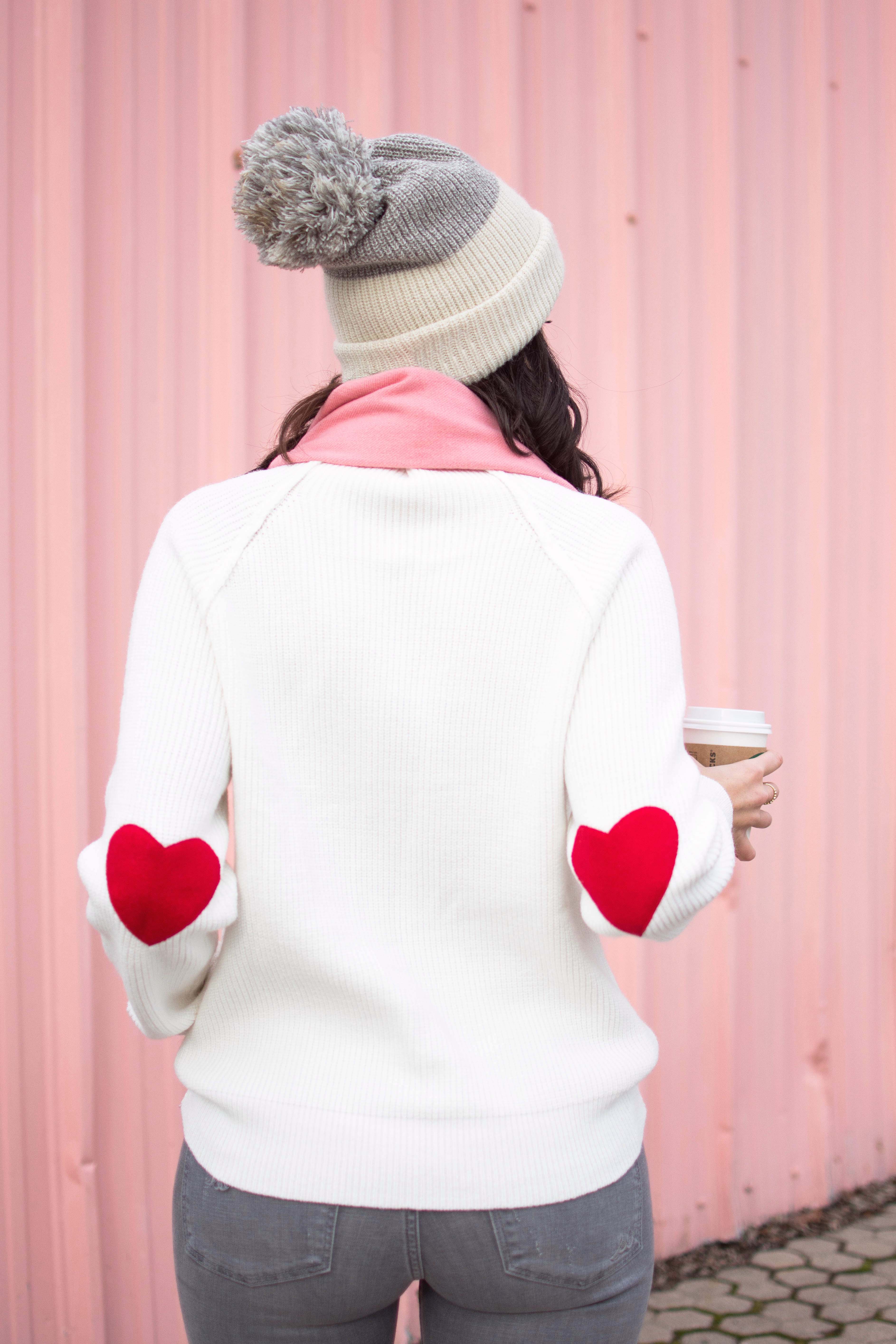 heart elbow patch sweater 