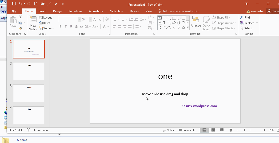 Move Slide pada Microsoft Powerpoint 2016 Just Click the Picture