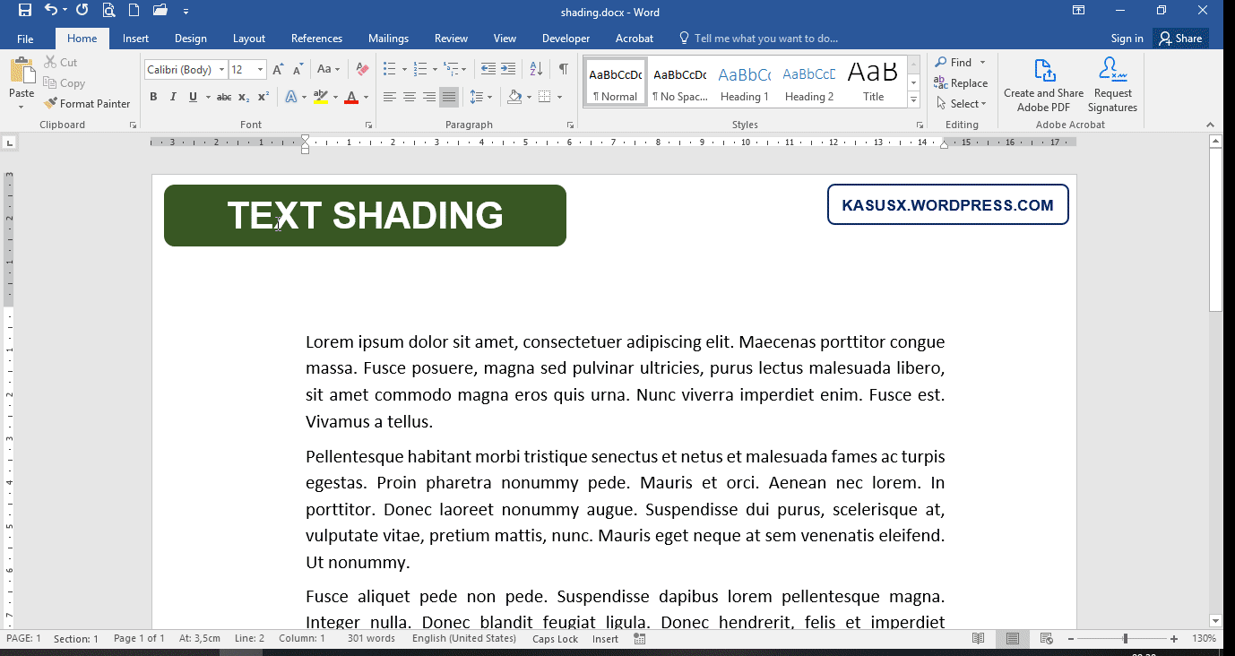 Text Shading pada Microsoft Word Just Click the Picture