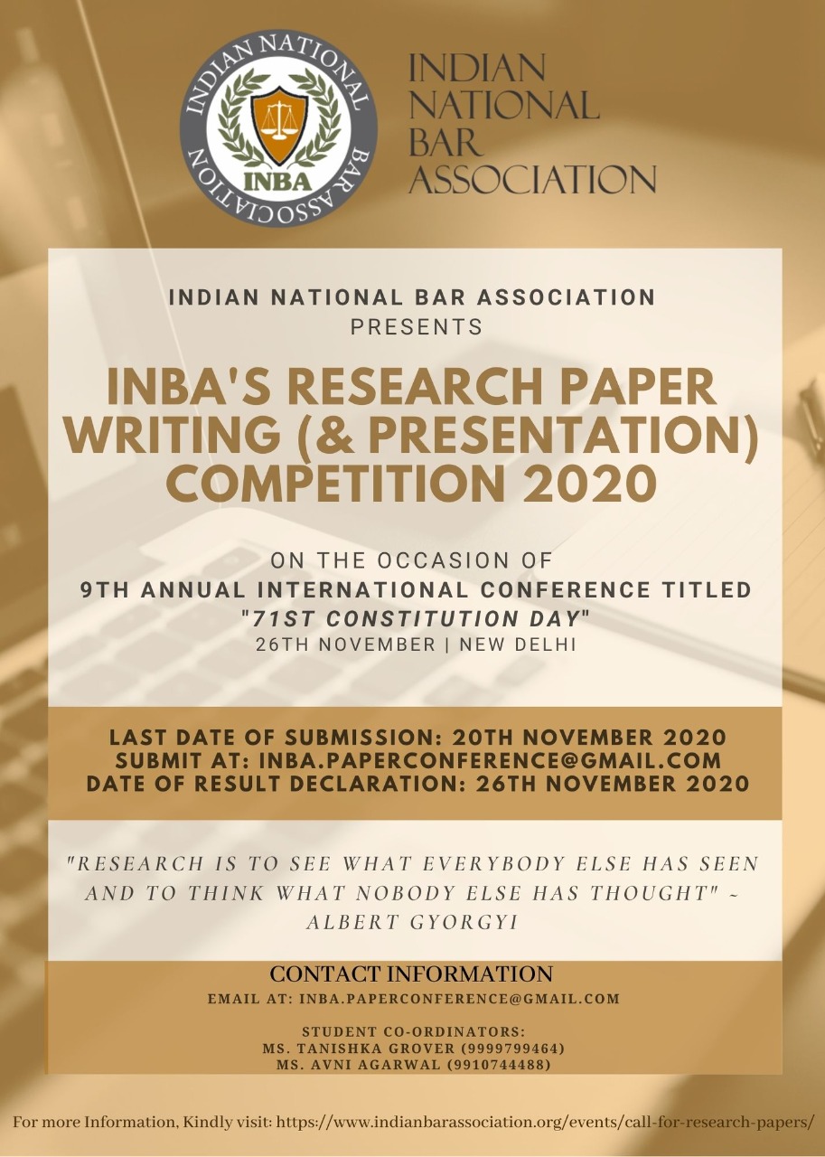 CALL FOR PAPERS INBA RESEARCH PAPER WRITING & PRESENTATION COMPETITION