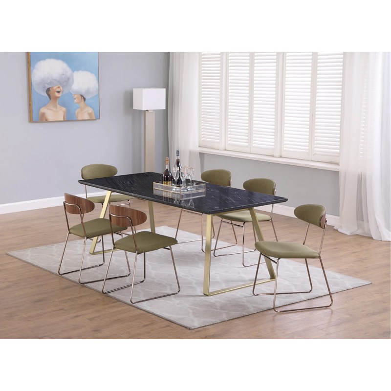 KATDANS Rectangle Modern Marble Dining Table Set