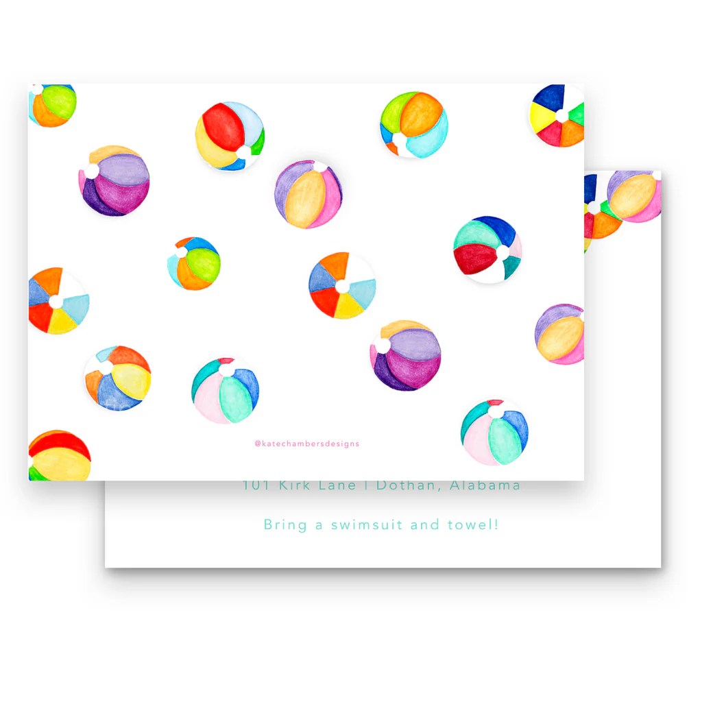 Beach Ball Banner Birthday Party Invitation KateChambersDesigns