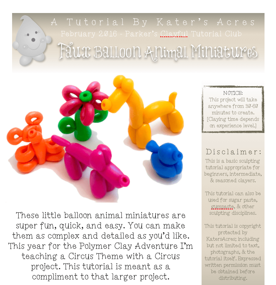 KatersAcres DIY Polymer Clay Faux Balloon Animal Miniatures Tutorial