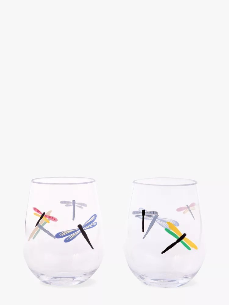 Dragonfly Acrylic Stemless Wine Glass Set Kate Spade New York