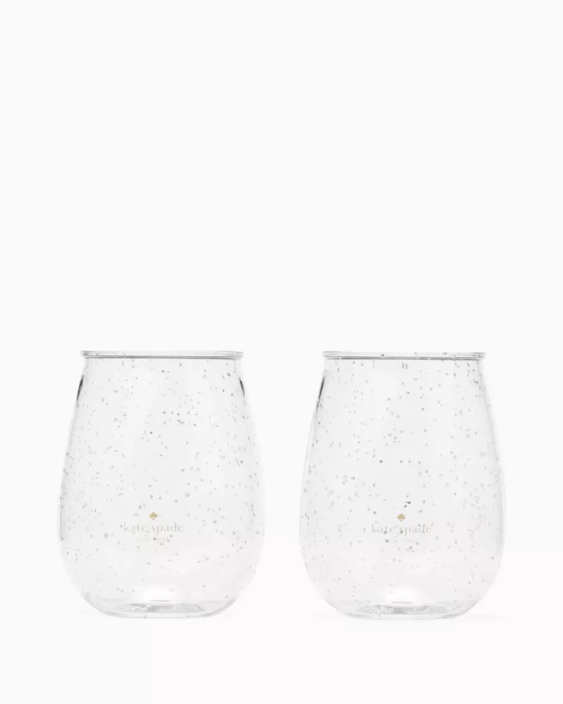 Glitter Acrylic Stemless Wine Glass Set Kate Spade Outlet