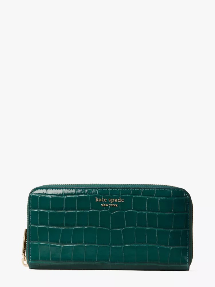 Spencer Croc Embossed Leather Zip Around Continental Wallet Kate Spade UK