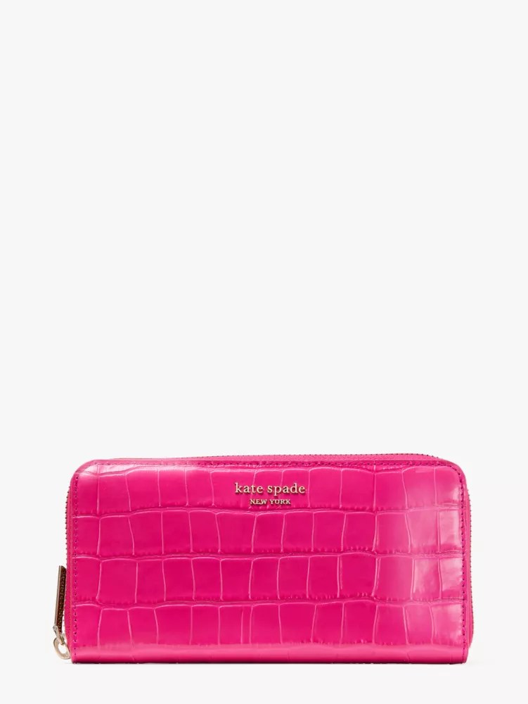 Spencer Croc Embossed Leather Zip Around Continental Wallet Kate Spade UK