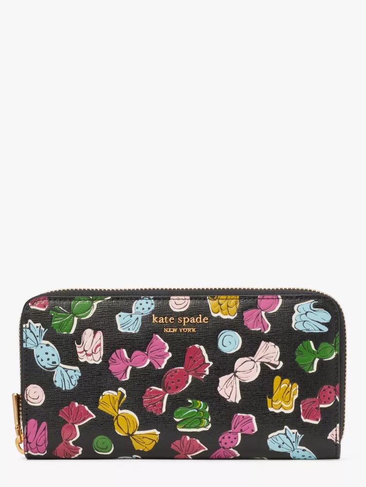 Assorted Candies Embossed Zip Around Continental Wallet Kate