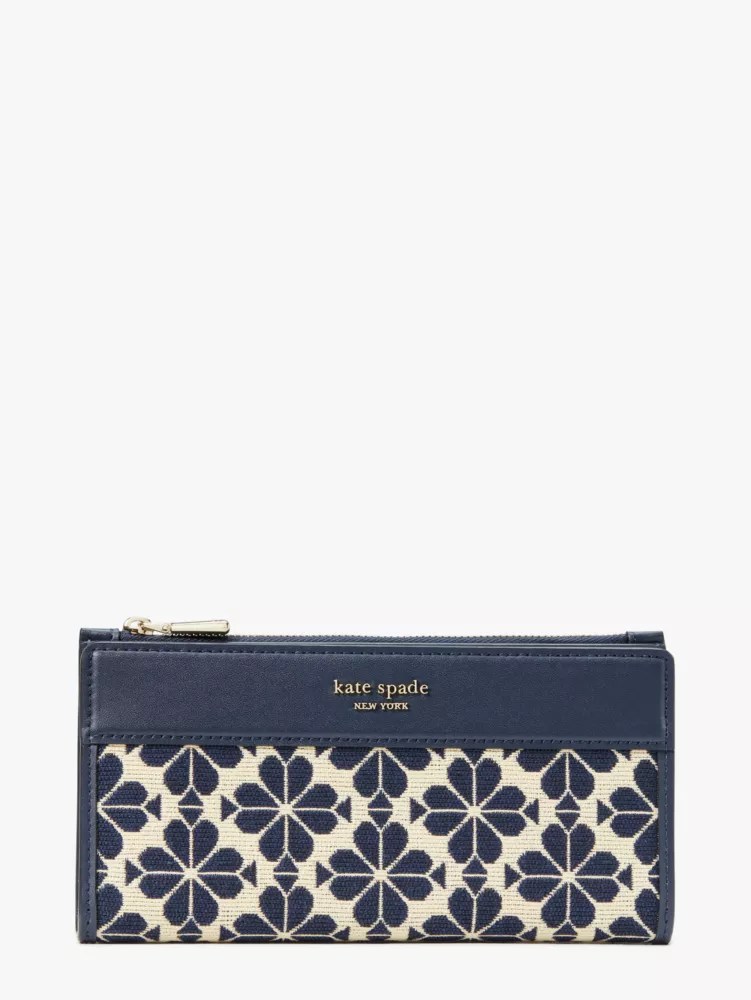 Spade Flower Jacquard Zip Slim Wallet Kate Spade New York Kate