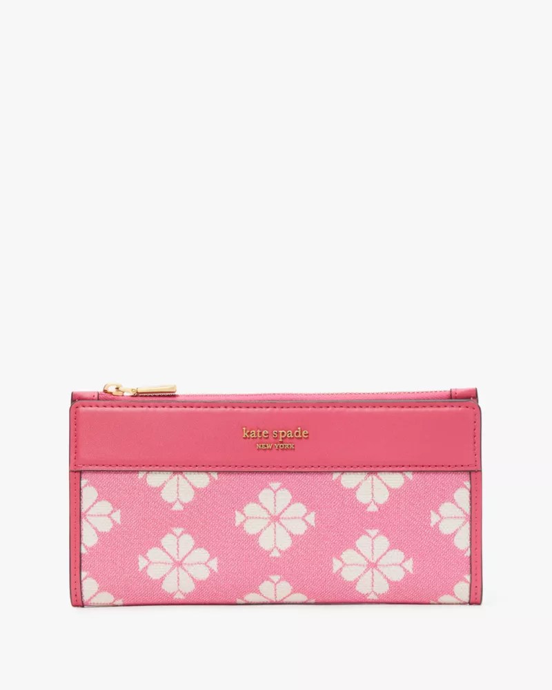 Spade Flower Two Tone Canvas Zip Slim Wallet Kate Spade New York