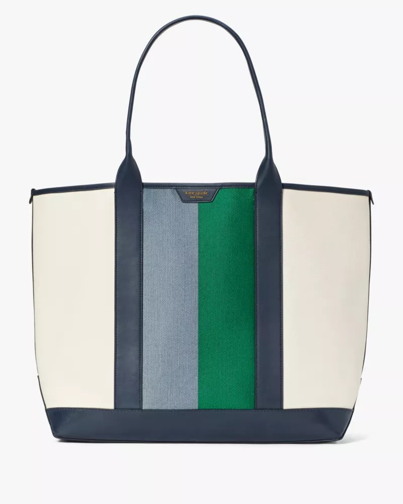 Racing Stripe Canvas Large Tote Kate Spade New York Kate Spade New York