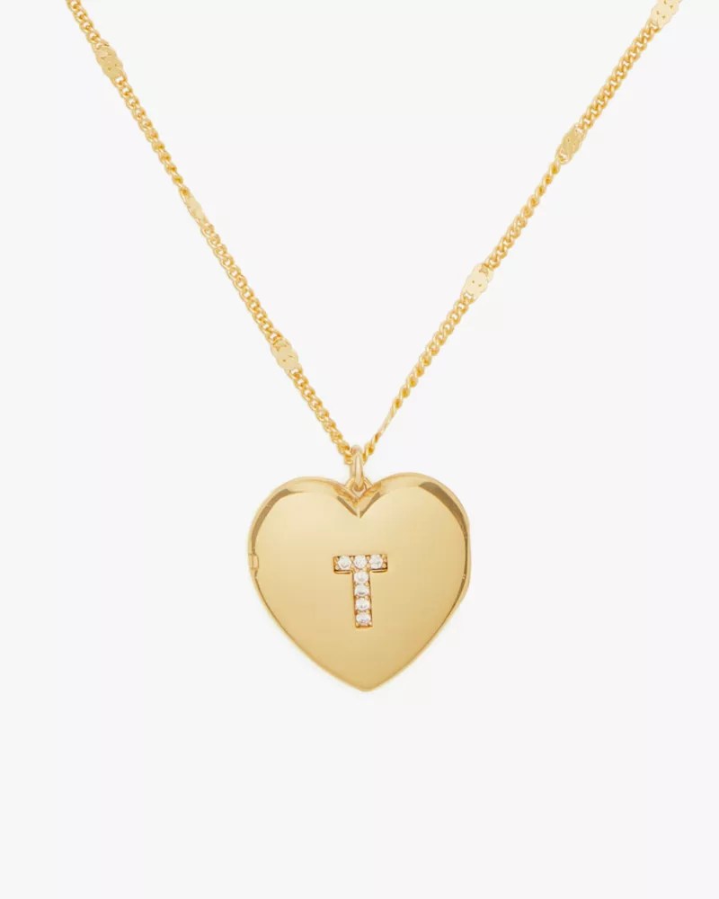 T Heart Letter Locket Necklace Kate Spade New York