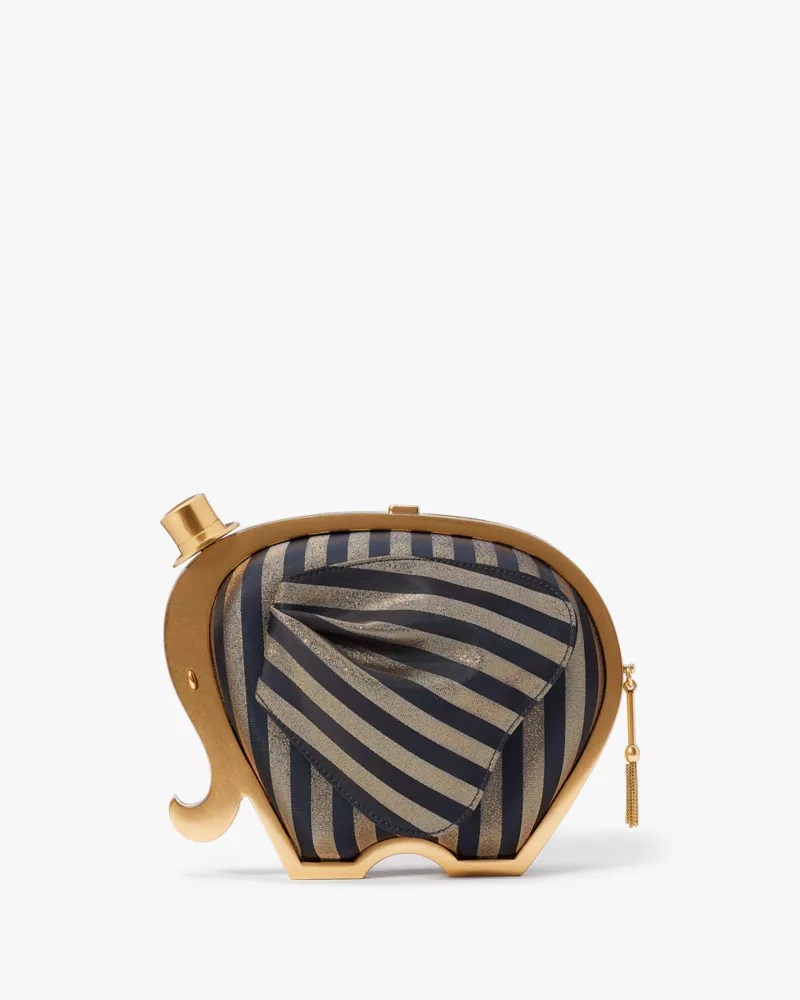 Ellie Striped 3d Elephant Metallic Clutch Kate Spade New York