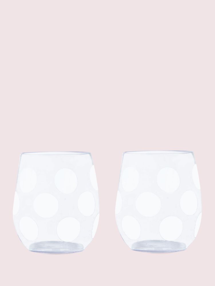 Jumbo Dot Stemless Wine Glass Set Kate Spade New York