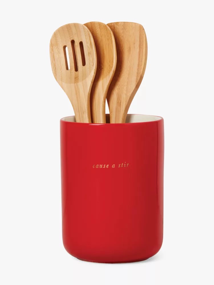 Knock On Wood Apple Utensil Crock Kate Spade New York