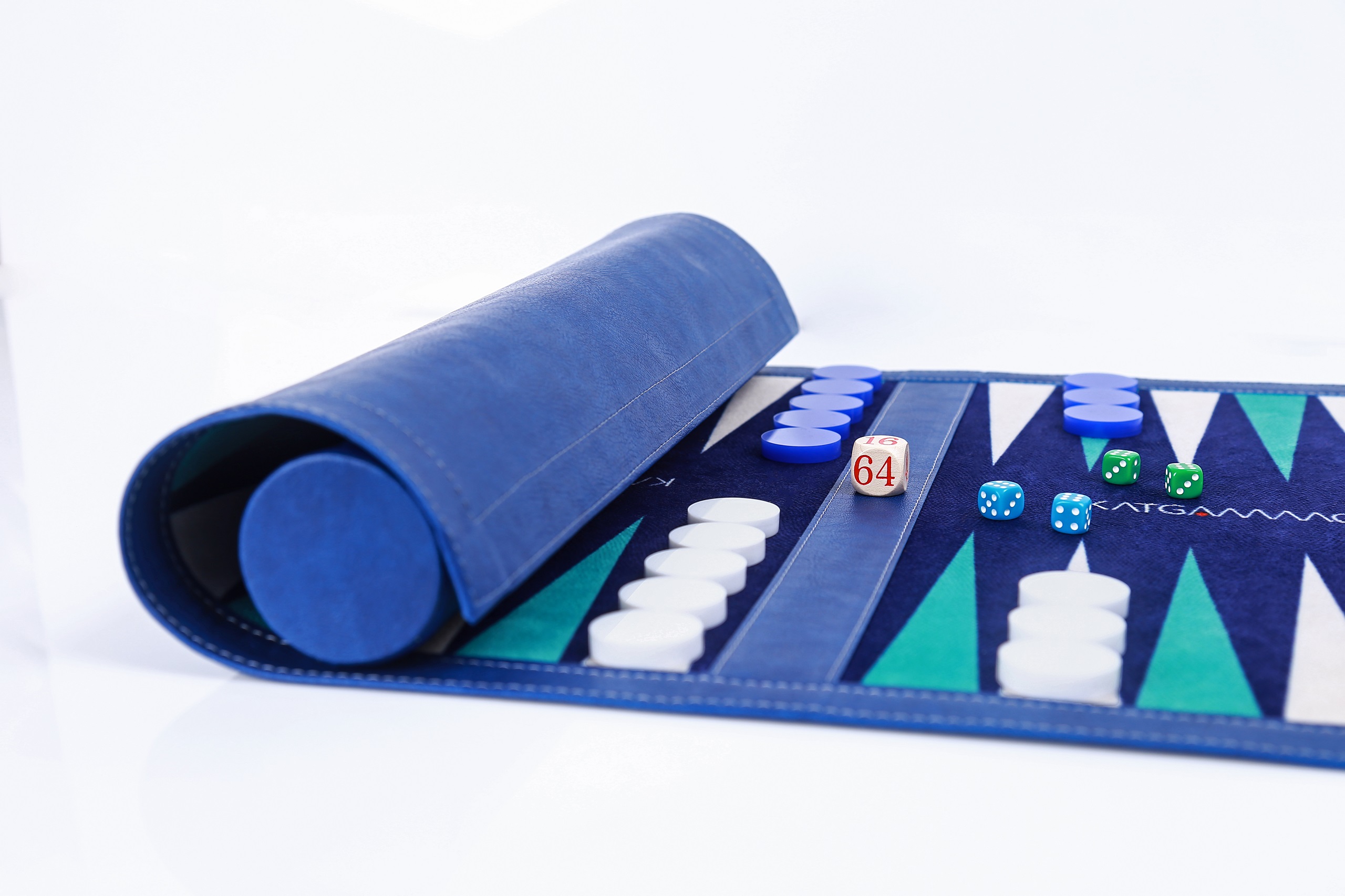 RollUp Backgammon Travel Game Set (Blue) KATGAMMON Backgammon Equipment
