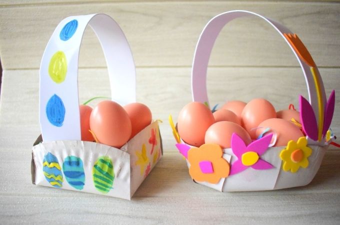 Paper Plate Easter Basket Craft Activity (2 Example Designs)