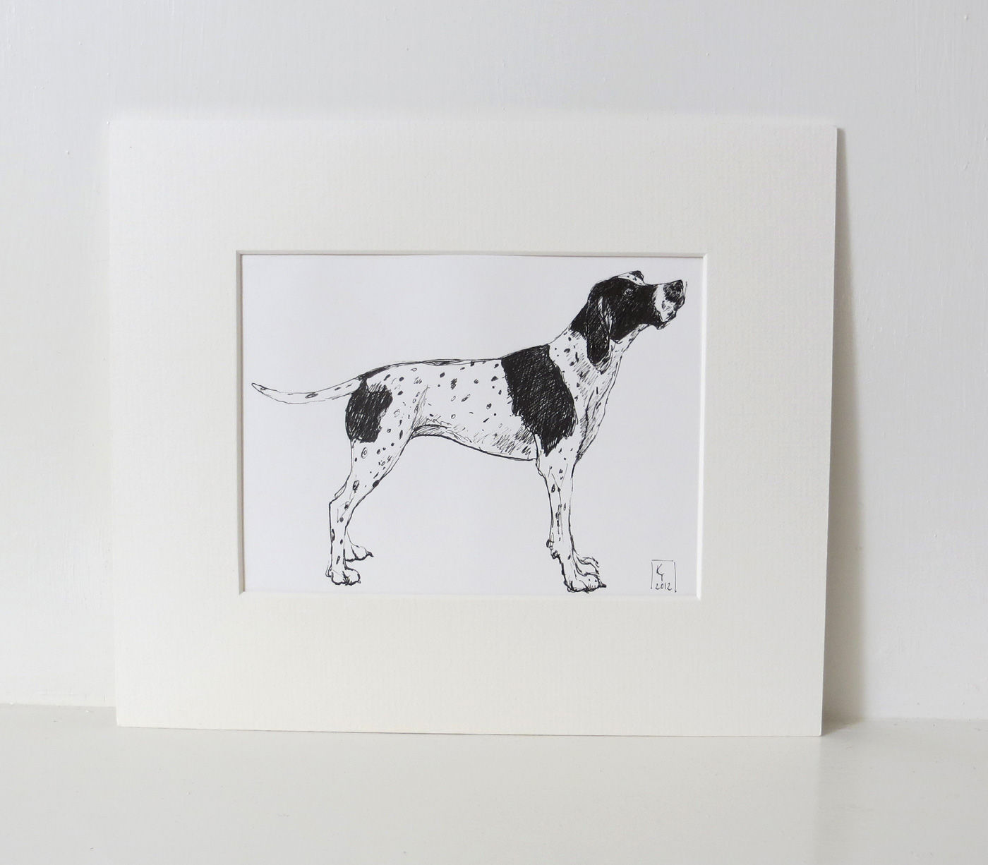 English Pointer Original Pen Sketch Drawing KATHERINE TYRER