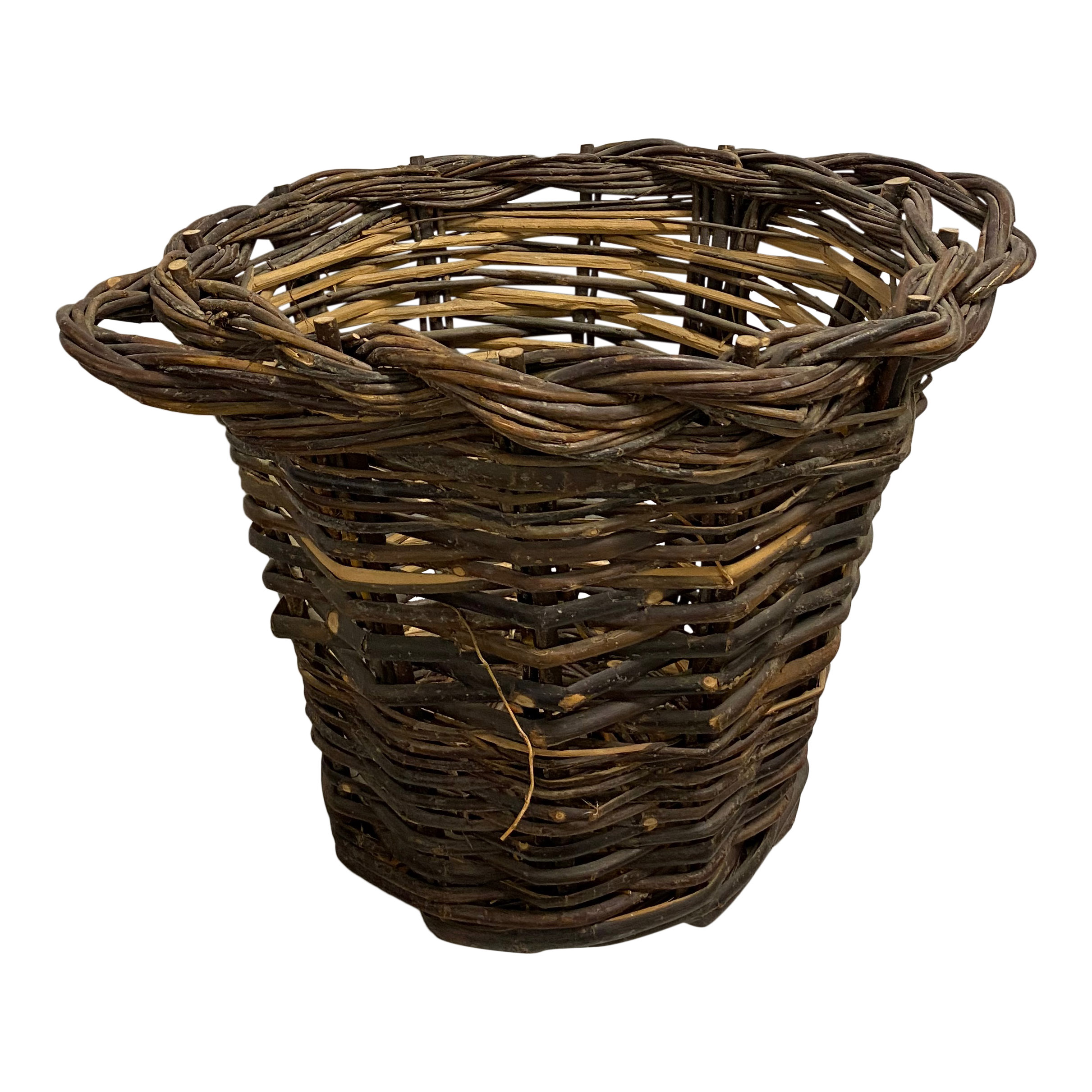 Dark Deep Wicker Basket with Handles Katie Leede & Co