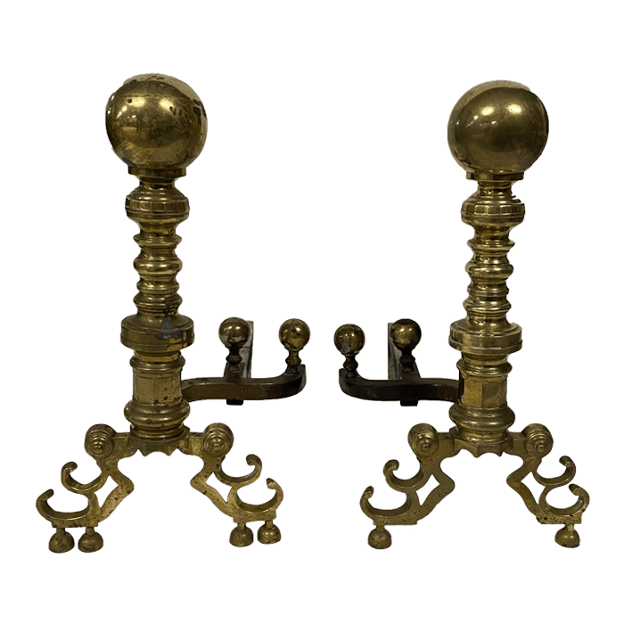 Brass Ball Andirons Katie Leede & Co
