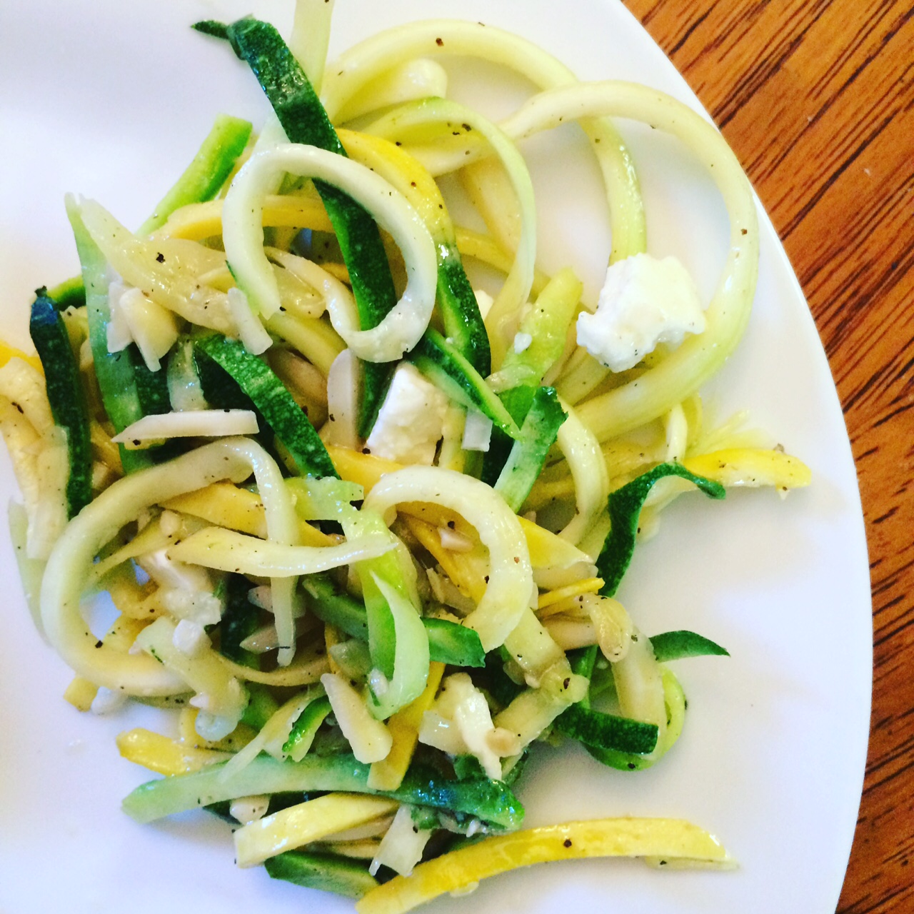 Zucchini Noodles with Feta and Almonds Choose Joy with Kati