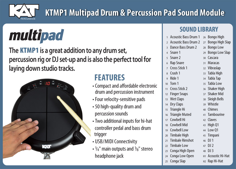 KAT Percussion KTMP1 Multipad Drum and Percussion Pad Sound Module